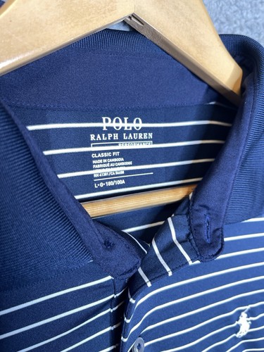 Polo Ralph Lauren shirt large Navy striped Performance Golf Activewear classic - Picture 7 of 11