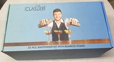 New CLASIER Bartender Kit 23-Piece Bar Set -Bamboo Stand Cocktail Recipes -Black