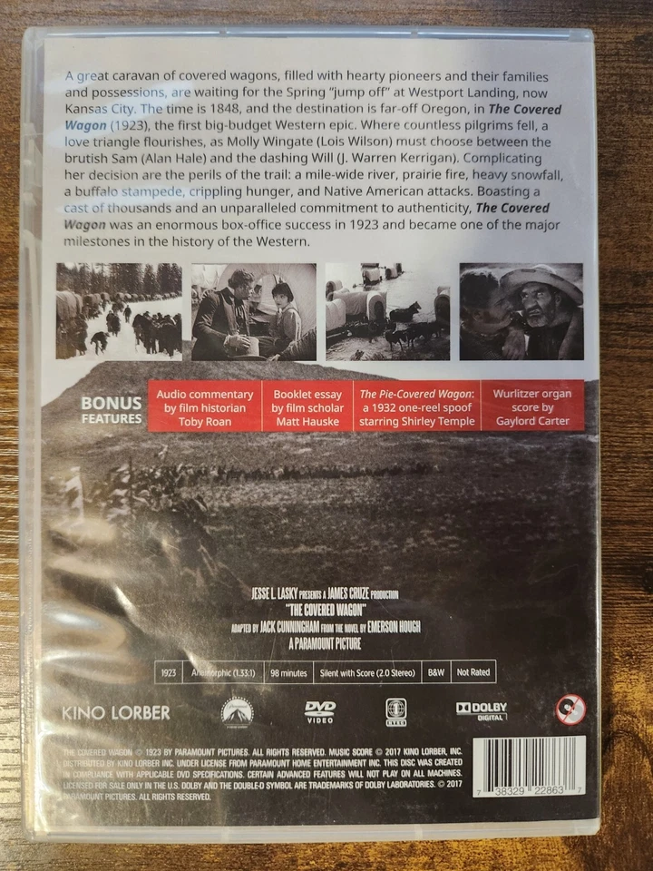 THE COVERED WAGON CLASSIC WESTERN SILENT MOVIE DVD 1923 RARE OOP KINO LORBER - Image 3 of 3