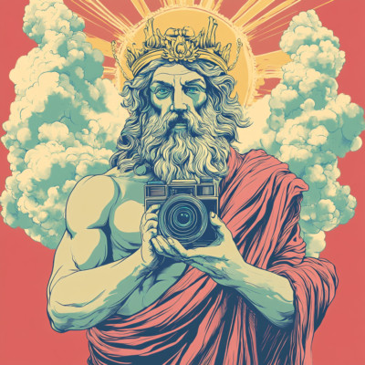 XXL 30X30 car sticker God Zeus with camera sticker