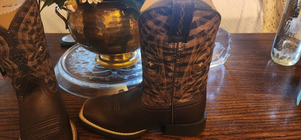 🔥🤠👢Ariat Kid's Quickdraw Pebbled Pinecone/Vintage Tiger Print Size 12 NIB - Image 4 of 4