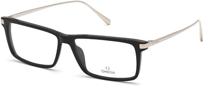 OMEGA OM 5014 001 Shiny Black Plastic Optical Eyeglasses Frame 58-14-145 Italy