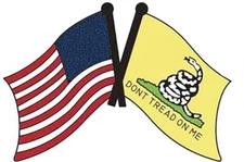 Pack of 50 USA & Gadsden Wavy Flag Bike Motorcycle Hat Cap Lapel Pin HP6020