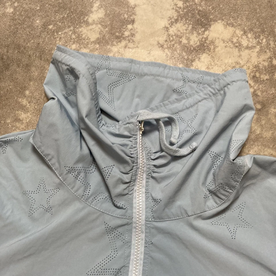 Chaqueta cortavientos ligera Nanette Lepore para mujer XL azul estrella cuello alto Foto 2 de 4