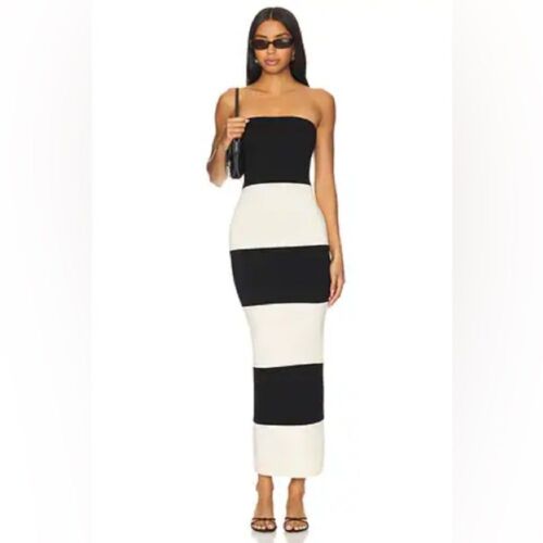 New Lovers and Friends Ludo Maxi Dress in Black & Tan Black white knit sweater