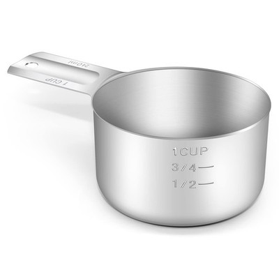 BERYLER 1PCS 1Cup (240ml, 8oz) Single Measuring Cup, 1cup|240ml|8oz, Silver 