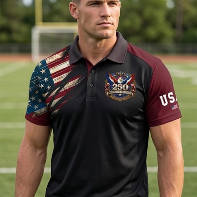 250th Anniversary Eagle Design For Men, Independence Day Gift For Him Polo Shirt
