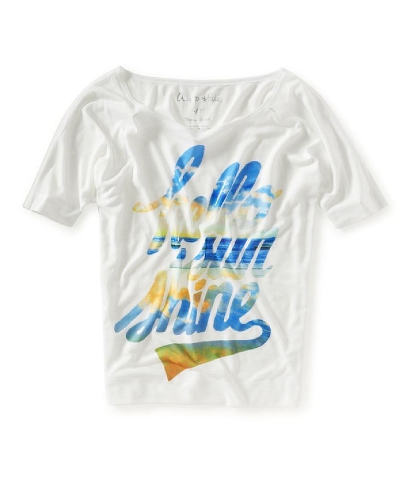 Женская футболка с рисунком Hello Sun Shine от Aeropostale, Белая, для юниорок, X-Small