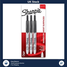 3-Pack Ultra Fine Point Black Permanent Markers - Fast-Drying & Water-Resistant