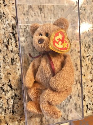 RARE Ty Beanie Baby CURLY bear 1993 ERROR Brown Nose MWT MINT in box