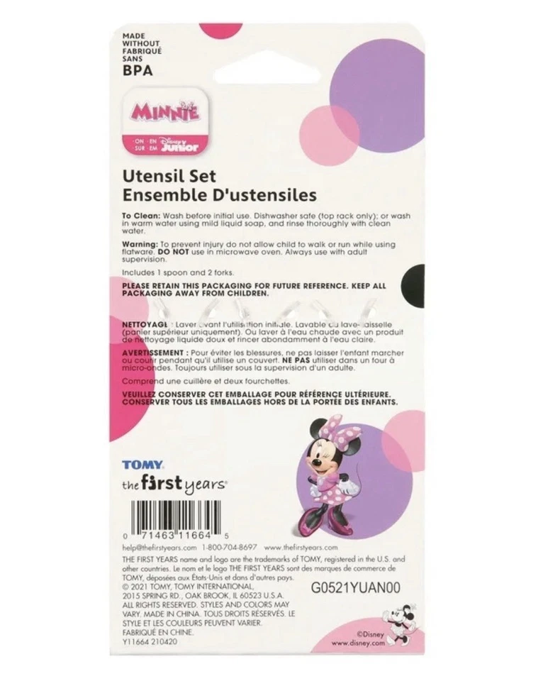 Juego de utensilios de acero inoxidable de 3 piezas Disney Minnie Mouse - asas fáciles de jadear Foto 3 de 3