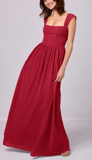 NEW Barbie x Azazie Burgundy A-Line Corset Chiffon Dress Scarlet Size A14