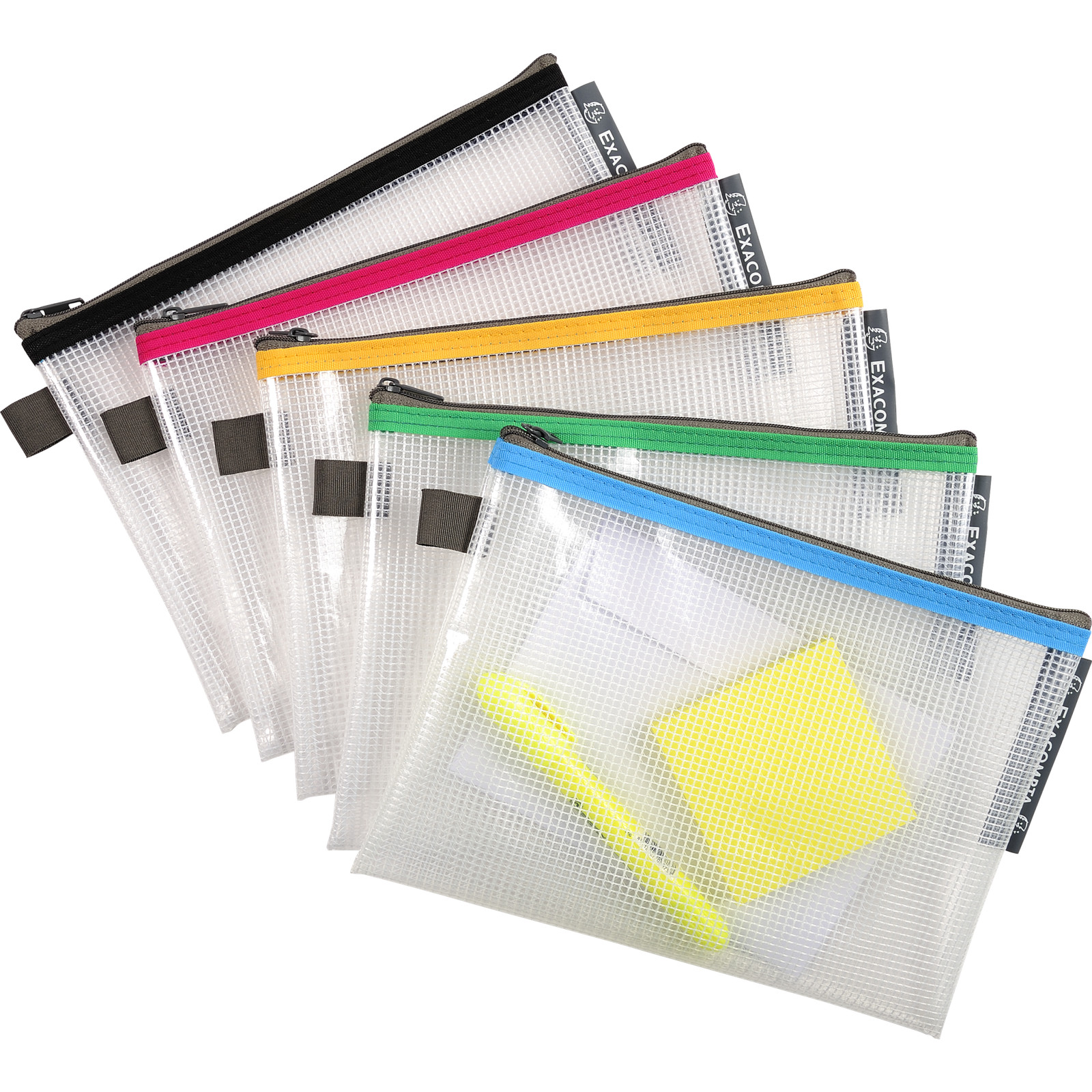 Pochette plastique souple Exacompta 34140E avec zip de rangement pour bureau