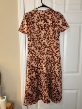 Ann Taylor Midi High Heck Dress In Maroon And Orange Size 4P