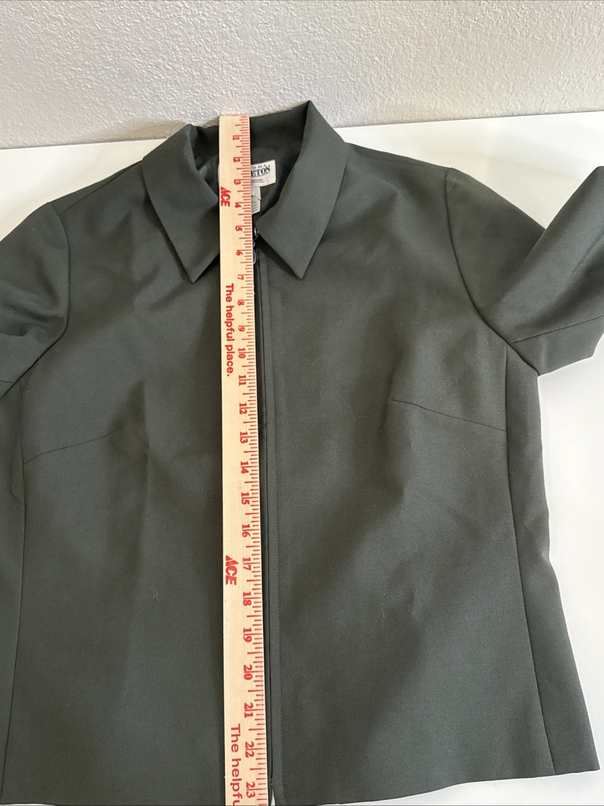 Pendleton Wool Blend Zip-Up Solid Olive Green Lon… - image 12