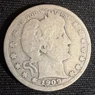 1909 D 25c Barber Quarter 90% Silver