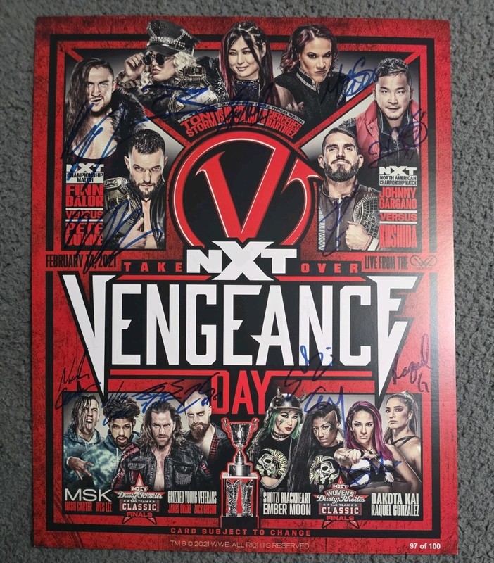 WWE 11x14 Auto Signed PPV Match Card NXT Takeover Vengeance Day /100 IYO TONI