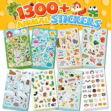 1300 Stickers for Kids, 8 Sheets Cute Animal Stickers Bulk for Classroom Crafts
