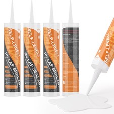 4PC Self Leveling RV Roof Sealant Lap for RV Roofs, White Flexible Repair Cau...