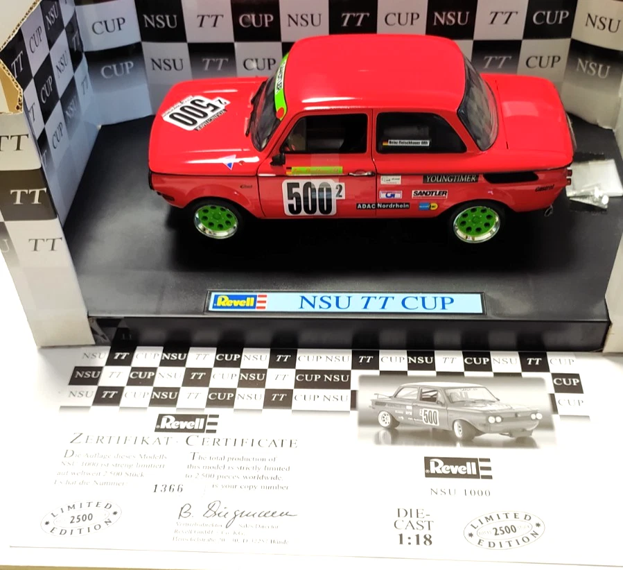 REVELL 1:18 AUTO DIE CAST  NSU TT CUP RACING #500 H. FLEISCHHAUER  ART 08457 - Immagine 2 di 4