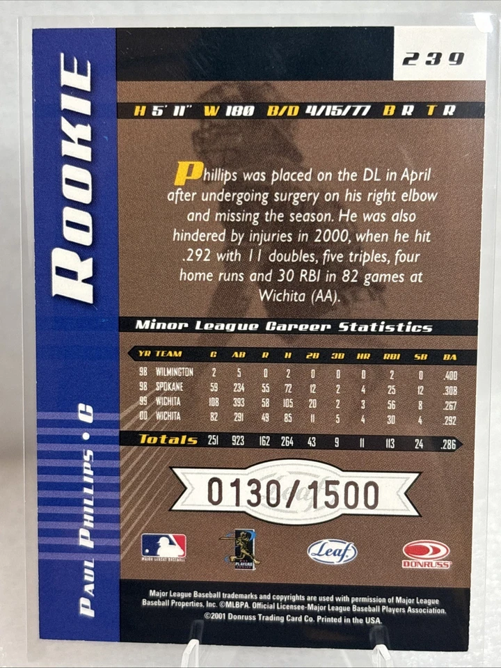 2001 Leaf Limited #239 Paul Phillips RC /1500 - NM-MT - Image 2 of 2