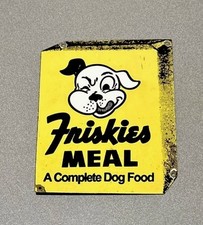 VINTAGE 12  FRISKIES DOG FOOD PORCELAIN SIGN CAR GAS OIL TRUCK MOTORCYCLE