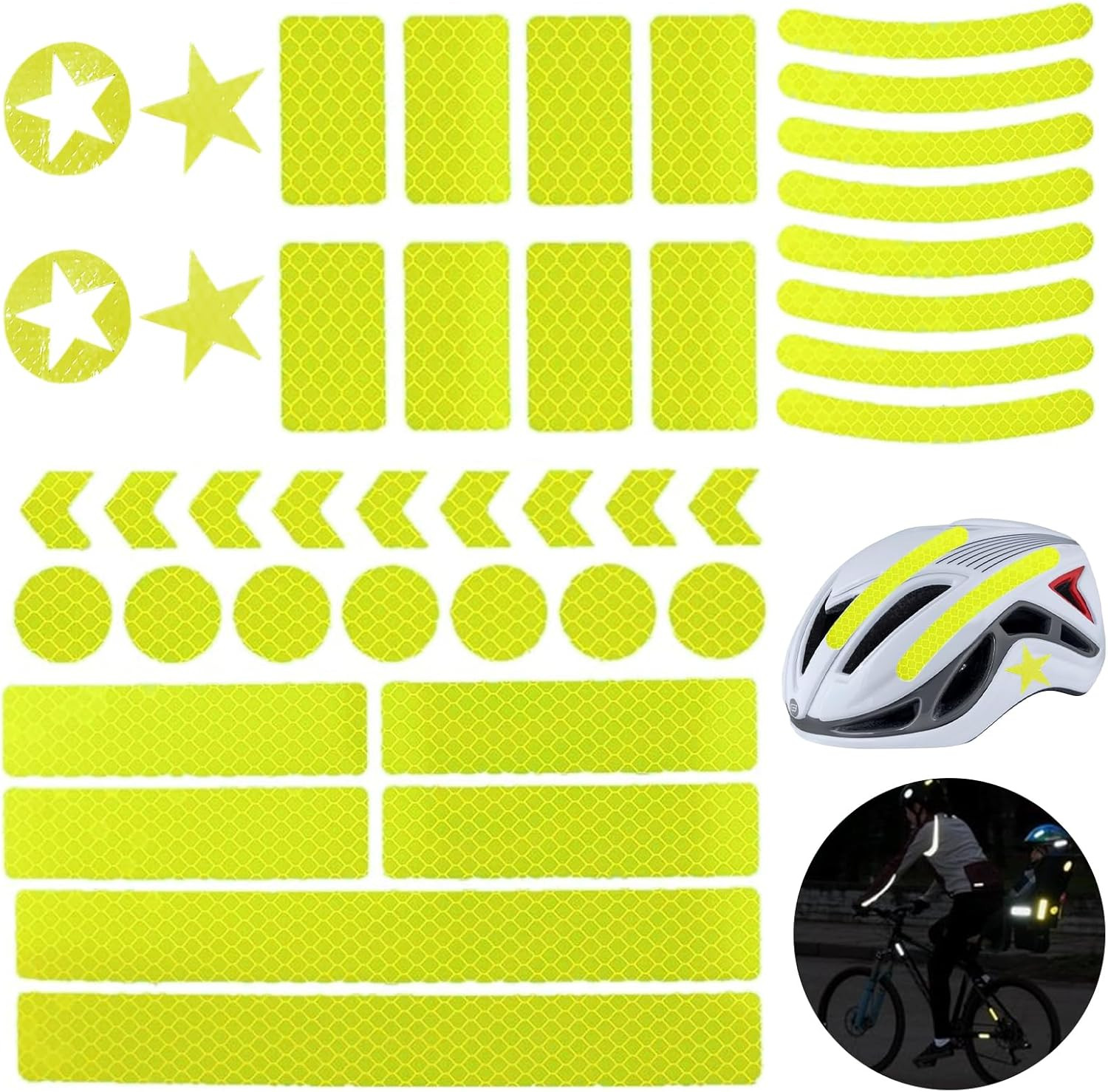 42pc Reflective Stickers High Visibility Safety Tape for Bik