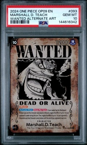 One Piece Marshall D. Teach OP09-093 Wanted Alternate Art PSA 10