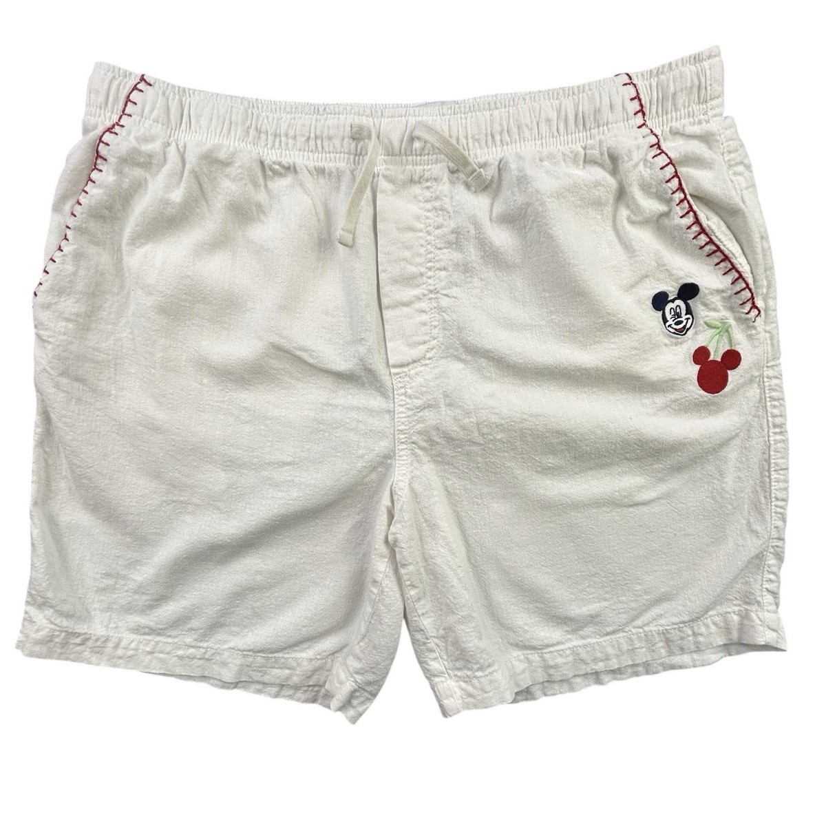 Old Navy x Disney Mickey Mouse Linen Blend Shorts Size Large White