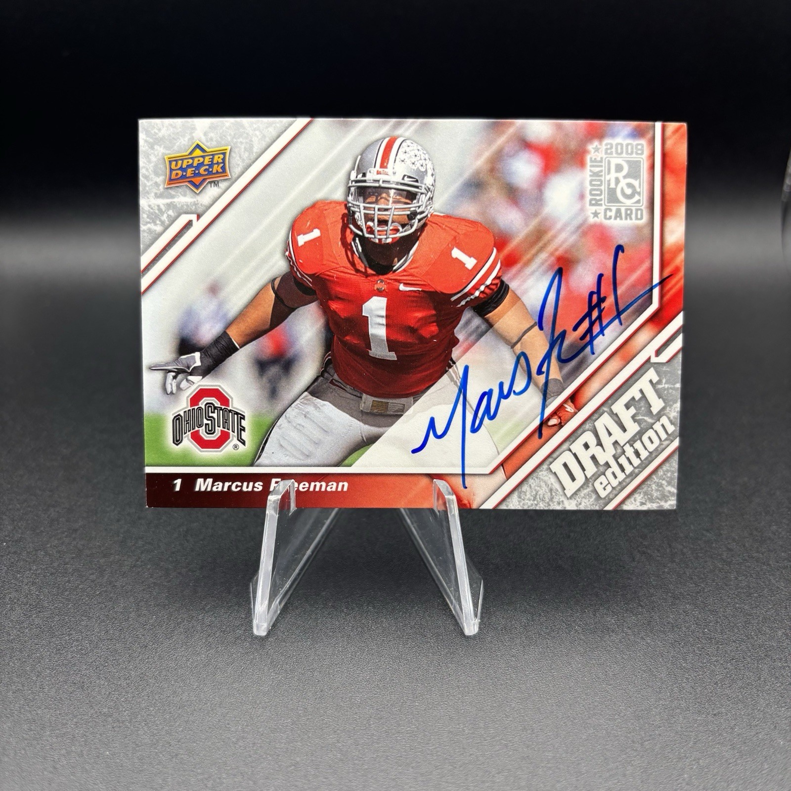2009 Upper Deck Draft Edition #63 Marcus Freeman RC Auto OSU Ohio ST Notre Dame