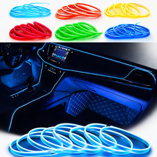 Car LED Strip Neon Rope EL Wire Flexible String Glow Light 5m DIY Lighting USB