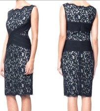 Tadashi Shoji Lace Dress Pintuck Jersey Waist Size 2P