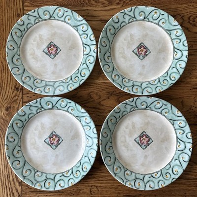 Corelle by Corning WATERCOLORS 8 1/2'' Luncheon Lunch Salad Plates Set of 4