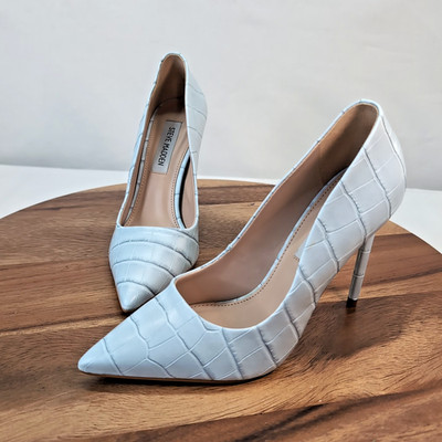 Steve Madden Daisie Blue Croc Embossed Stiletto Pumps Womens 6M Heels Brazil 