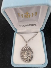 New Sterling Silver St. Therese of Lisieux Medal with 18" Chain - HMH