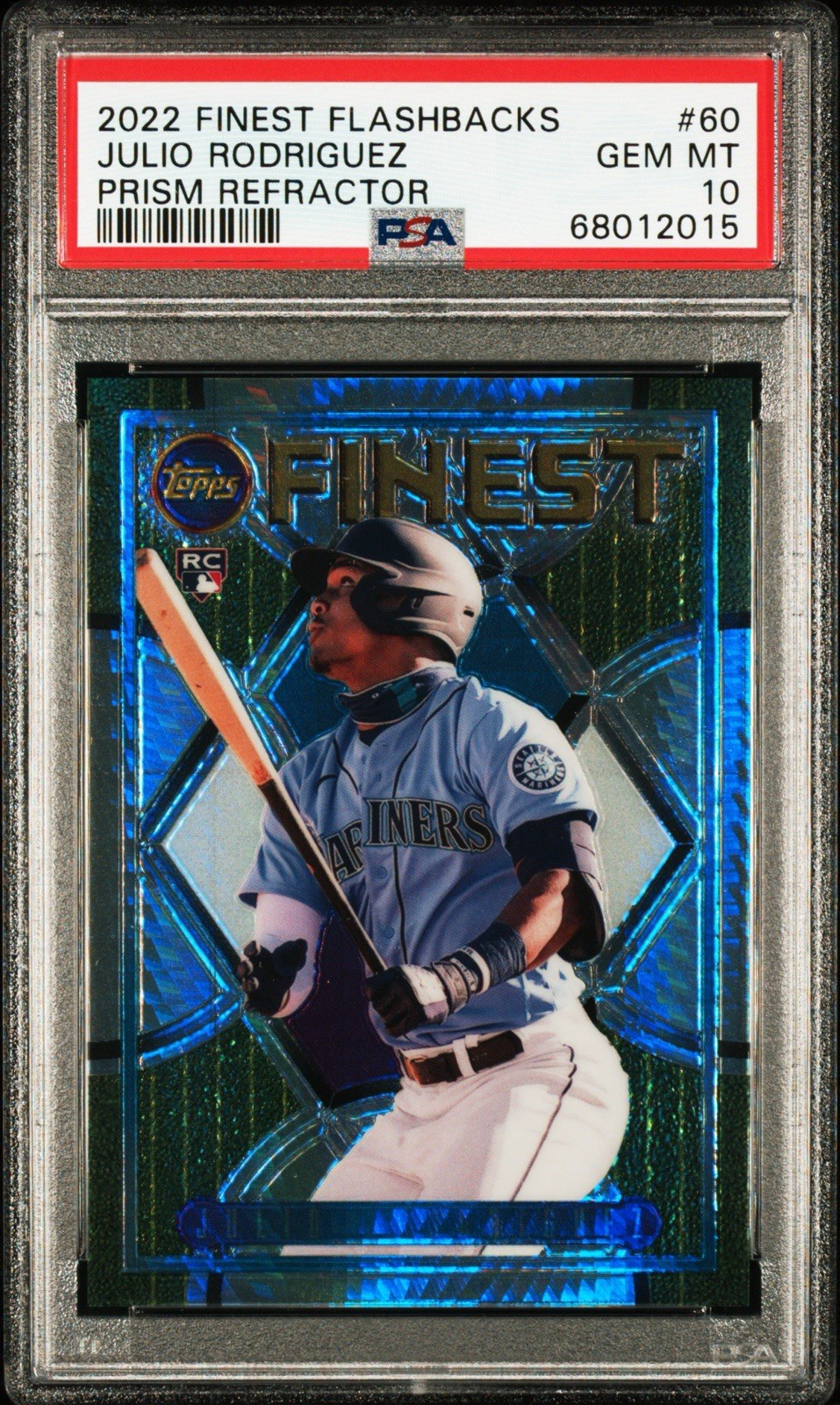 2022 Topps Finest Flashbacks - PSA 10 Julio Rodriguez #60 Prism Refractor /35 RC view 3