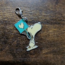 Snoopy Charm Heart Flag Metal Blue Cream Used