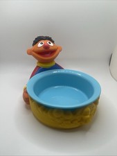 Vintage Sesame Street Ernie Bowl With Holder , Used