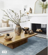 Ruggable Washable Impasto Slate Blue Rug and Pad Set 9'x12'