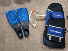 Cressi Pluma Snorkeling Fins Mask Snorkel Set  Scuba Max Zippered Bag 2.5/3.5