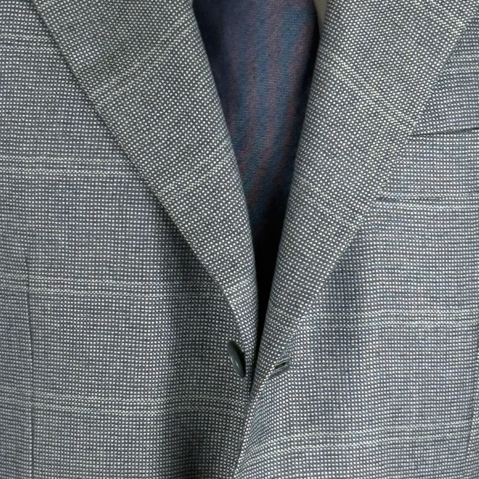 KITON 运动外套 羊绒灰色和蓝色 水平条纹 50IT 40US 贴袋 二手状况完好 — 第 2/4 张图片