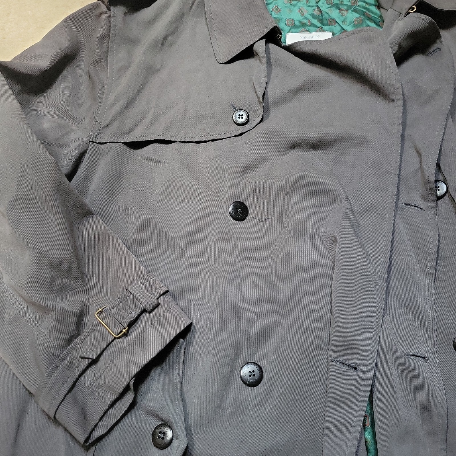 Vintage Valentino Uomo Men's Trench Coat No Waist Belt Gray Size EU 50/ US 40 image 4