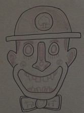 Ritratto maschile espressivo inchiostro originale su carta marrone disegno