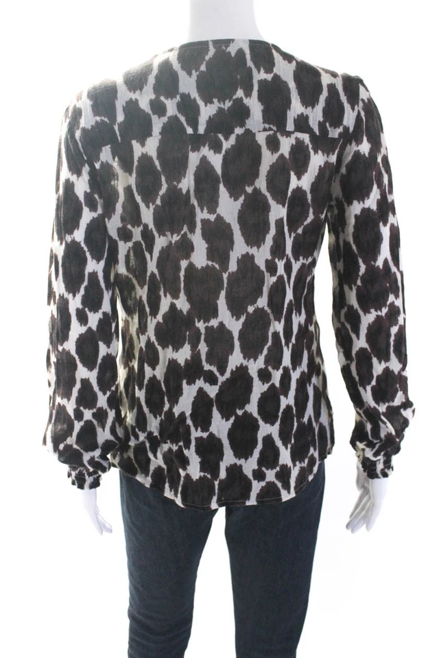 Blusa para mujer Michael Michael Kors manga larga con puntos manchados ajustados marrón talla X Foto 3 de 4