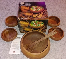 Vintage Mid Century Teak Wood Salad Service Complete Set 7 Piece Benjamin Medwin