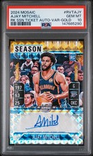 2024-25 Mosaic RC Ajay Mitchell Season Ticket Gold Auto /10 Variantion PSA 10