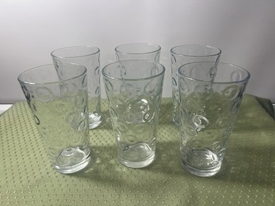 Circleware Circles Ice Tea Drinking Glass. Set of 6. EUC. No Chips or Cracks.