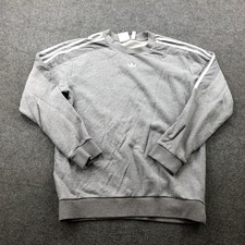 Adidas Sweatshirt Mens Medium Gray Trefoil Crewneck Pullover Three Stripes Logo