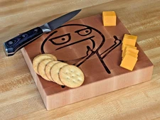 Funny Charcuterie Board – Maple/Walnut Stickman Meme – Middle Finger Gift