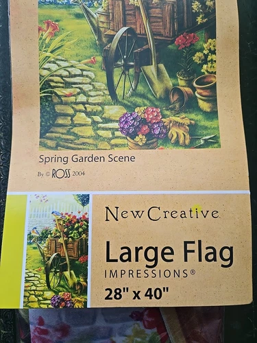 NWT 2006 New Creative 40"X28" Large Flag Spring Garden Scene by ROSS 2004 Flower - Picture 3 of 7